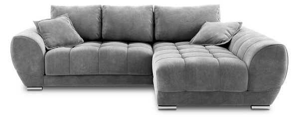 Divano letto angolare grigio con rivestimento in velluto, angolo destro Nuage - Windsor & Co Sofas