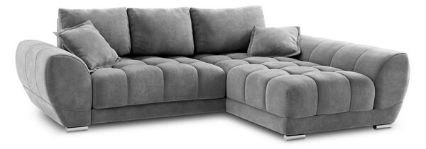 Divano letto angolare grigio con rivestimento in velluto, angolo destro Nuage - Windsor & Co Sofas