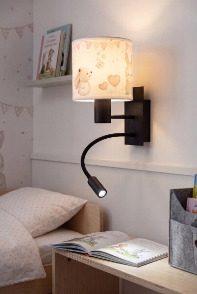 Brilagi - Lampada LED flessibile BOBO 1xE27/25W/230V + LED/3W nero/crema/coniglietti
