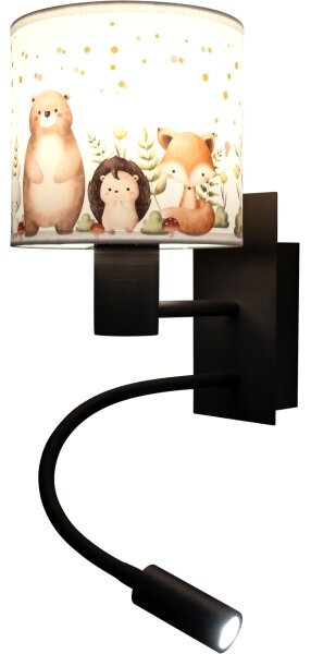Brilagi - lampada LED Flex. BOBO 1xE27/25W/230V + LED/3W nero/bianco/animaletti