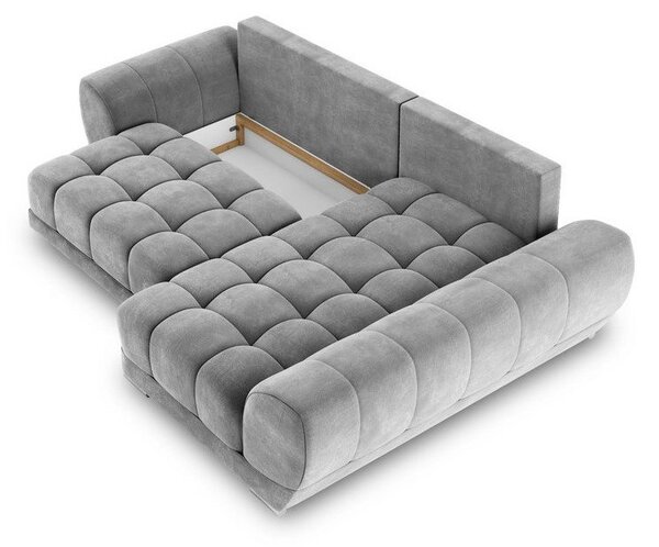 Divano letto angolare grigio con rivestimento in velluto, angolo destro Nuage - Windsor & Co Sofas