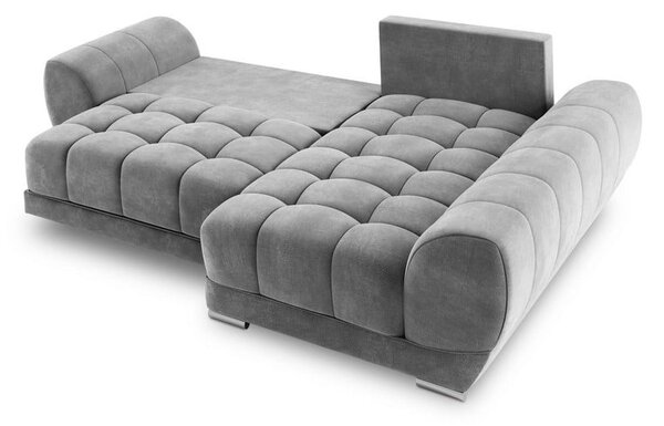 Divano letto angolare grigio con rivestimento in velluto, angolo destro Nuage - Windsor & Co Sofas
