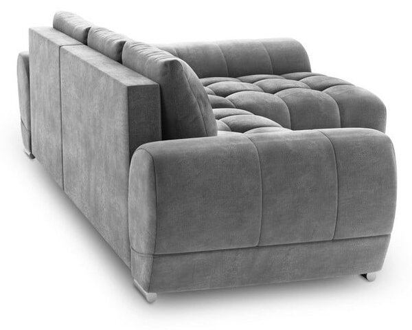 Divano letto angolare grigio con rivestimento in velluto, angolo destro Nuage - Windsor & Co Sofas