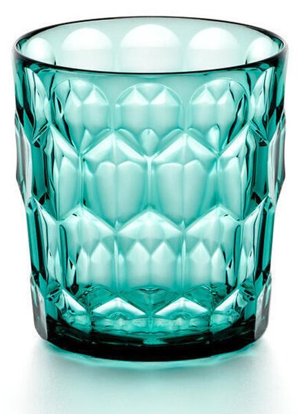 BICCHIERI Bassi VANITY 3 in Cristallo Acrilico Bio-based confezione da 6 pezzi diametro � 8,5xh 9,2 cm- 360 cc BPA FREE colore Acquamarina