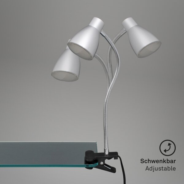 Briloner 2615-014P - Lampada con morsetto LED GRIP LED/2,5W/230V argento