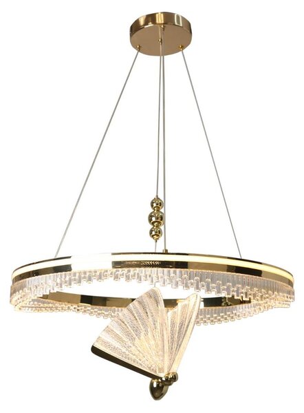 Lampada a sospensione LED a forma di farfalla MARISSA dorata 48W, luce bianca regolabile, 5546 lm, metallo, dimensioni: 120x60x22 cm, IP20, Light Prestige