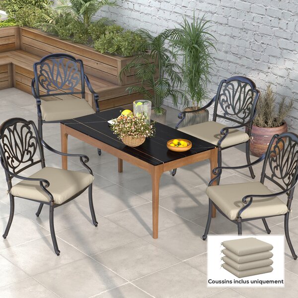 Outsunny Set di 4 cuscini per sedie, cuscini 47 x 47 cm, imbottitura spessa, resistente allo sbiadimento, beige | Aosom Italy