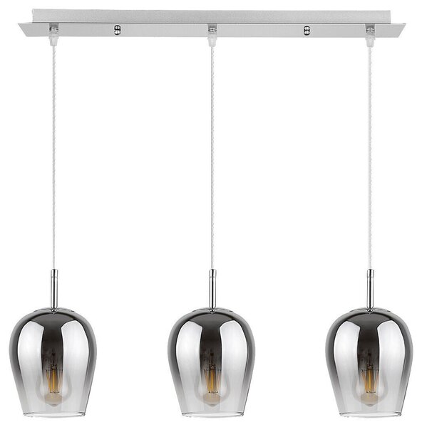 Rabalux 5253 Lampada a sospensione 3 spot Petunia, E27, argento-nero-grigio, rotonda, moderna, ø140mm
