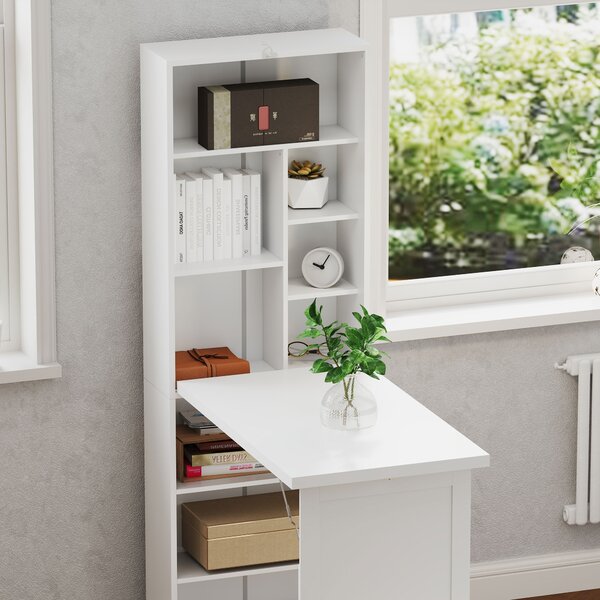 HOMCOM Scrivania per computer pieghevole con libreria, postazione di lavoro, lavagna e mensola regolabile, 98x51x153cm, bianco | Aosom Italy