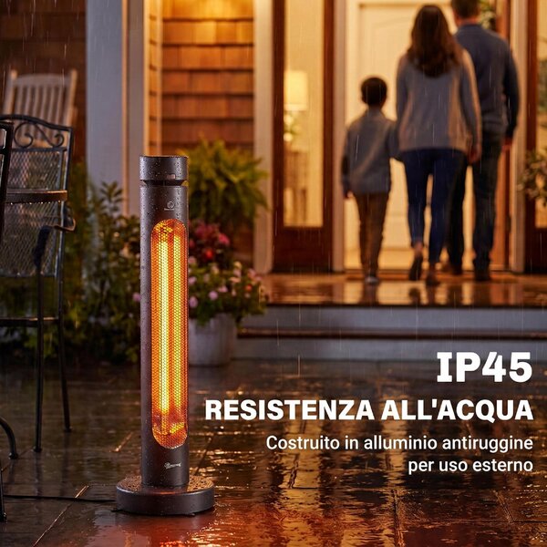 DecHome Stufa Elettrica a Infrarossi Oscillante Potenza 2000W con Telecomando colore Nero