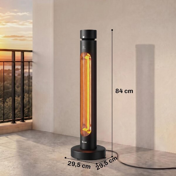 DecHome Stufa Elettrica a Infrarossi Oscillante Potenza 2000W con Telecomando colore Nero