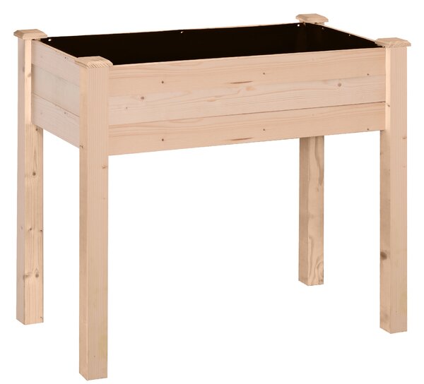 Outsunny Fioriera Rialzata in Legno, Orto Rialzato su Piedistallo, Fori di Drenaggio, Tessuto non tessuto, 86x46x76 legno naturale | Aosom Italy