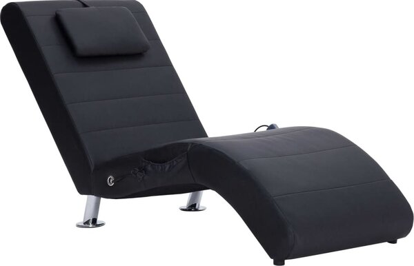 Chaise longue da massaggio con cuscino in Pelle finta nera