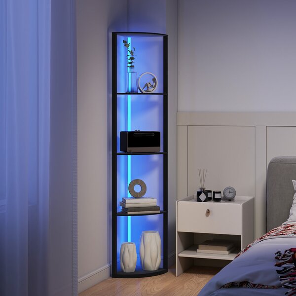 HOMCOM Lampada da Terra a Colonna con 5 Ripiani e Illuminazione a LED, 42x29,5x163 cm, Nero | Aosom Italy