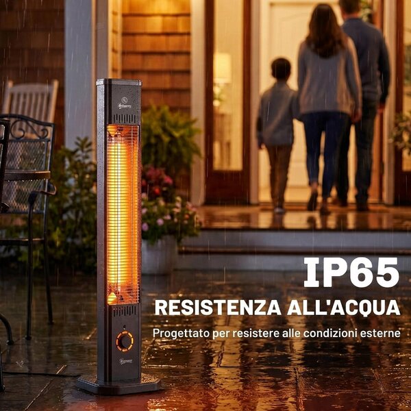 DecHome Stufa Elettrica a Infrarossi Potenza 2000W con Custodia IP65 colore Nero