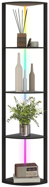 HOMCOM Lampada da Terra a Colonna con 5 Ripiani e Illuminazione a LED, 42x29,5x163 cm, Nero | Aosom Italy
