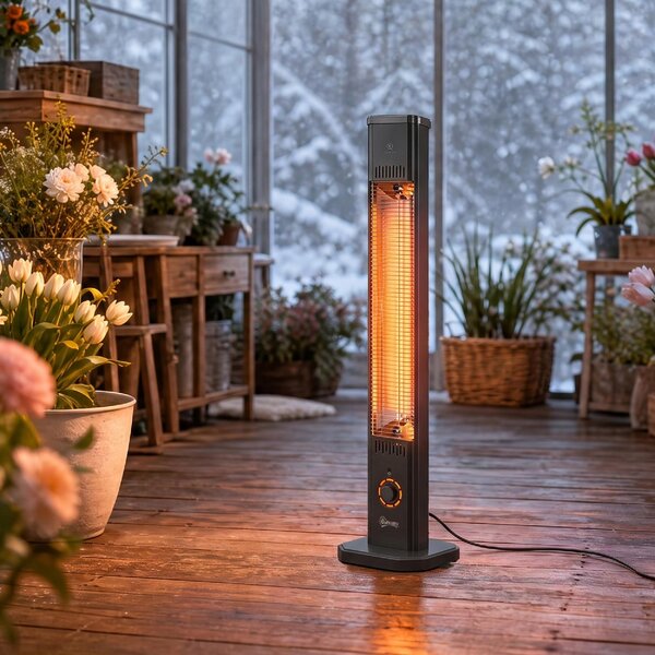 DecHome Stufa Elettrica a Infrarossi Potenza 2000W con Custodia IP65 colore Nero