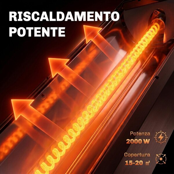 DecHome Stufa Elettrica a Infrarossi Potenza 2000W con Custodia IP65 colore Nero