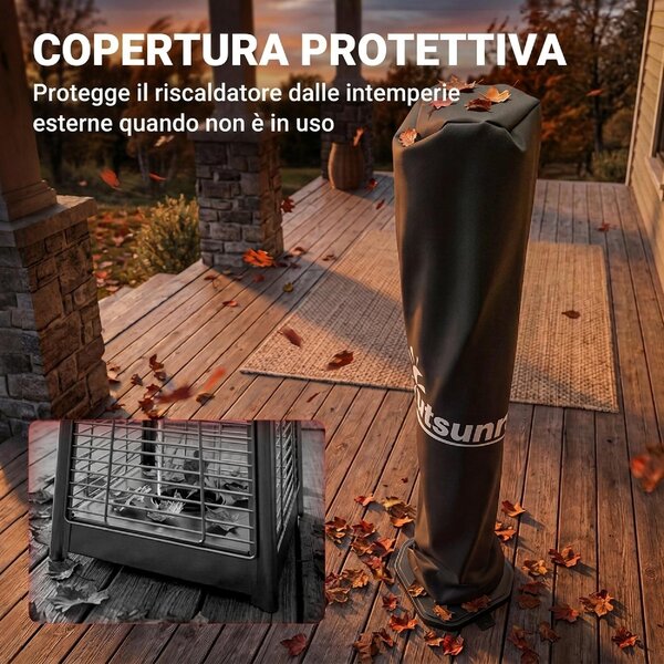 DecHome Stufa Elettrica a Infrarossi Potenza 2000W con Custodia IP65 colore Nero