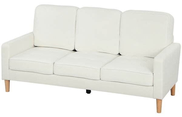 HOMCOM Divano a 3 posti con Cuscini, Rivestito in tessuto, 185x79x82 cm, Bianco crema | Aosom Italy