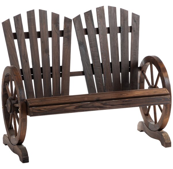 Outsunny Panchina da Giardino in Legno Stile Country con Braccioli a Ruota, 108x66x95cm, Colore Legno|Aosom