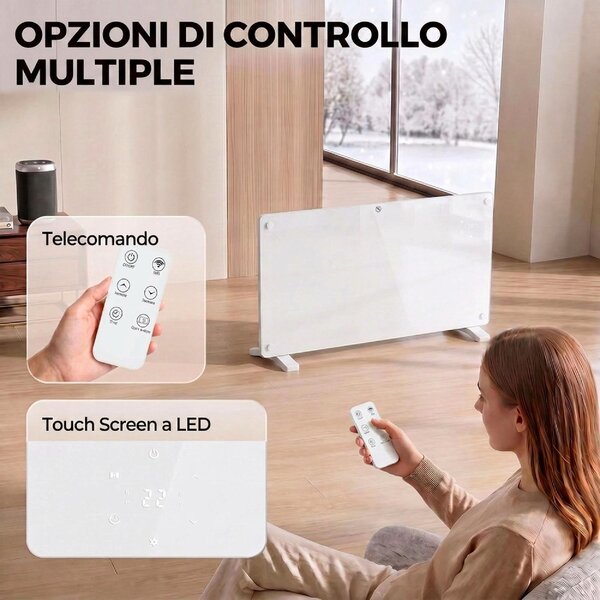 DecHome Termoconvettore a Parete / Pavimento Stufa Elettrica per Riscaldamento Potenza 2000W colore Bianco
