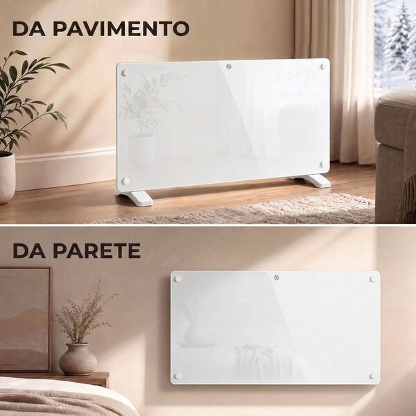 DecHome Termoconvettore a Parete / Pavimento Stufa Elettrica per Riscaldamento Potenza 2000W colore Bianco