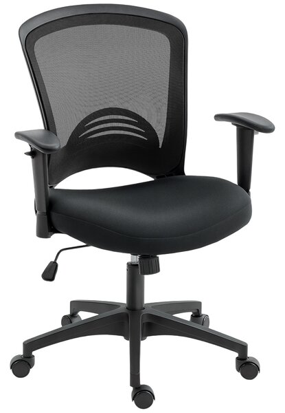 HOMCOM Sedia da Ufficio Traspirante e Reclinabile ad Altezza Regolabile, in Tessuto a Rete, 65x59x92.5-102.5 cm, Nero | Aosom Italy