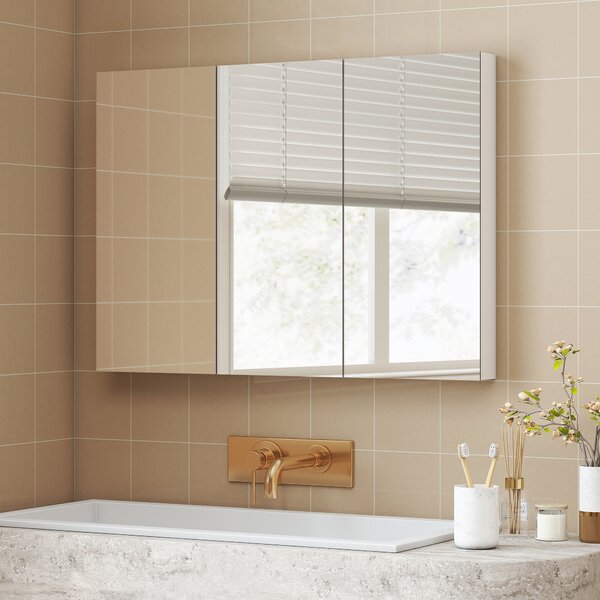 HOMCOM Armadio da Bagno con Specchio Armadio a Parete con 3 Porte Ripiani Regolabili 91,5x11,5x65 cm Bianco | Aosom Italy