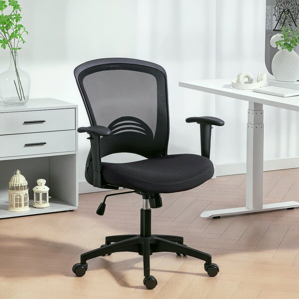 HOMCOM Sedia da Ufficio Traspirante e Reclinabile ad Altezza Regolabile, in Tessuto a Rete, 65x59x92.5-102.5 cm, Nero | Aosom Italy