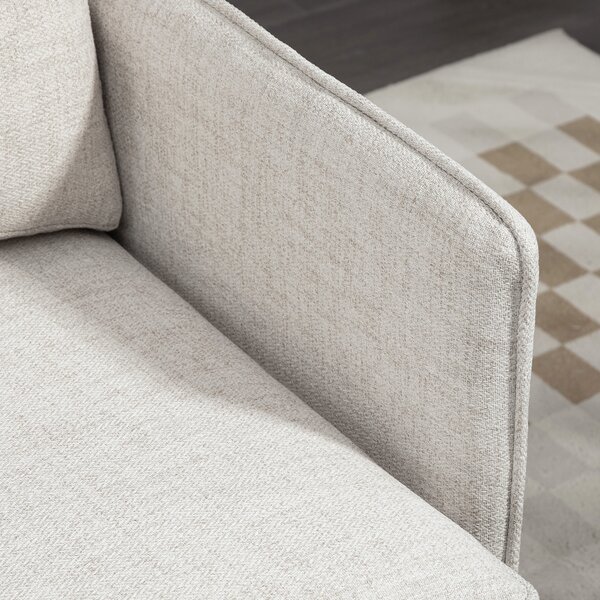 HOMCOM Poltrona da Salotto Moderna Rivestita in Lino con Braccioli Imbottiti e Gambe in Acciaio 76x68x80 cm Crema | Aosom Italy