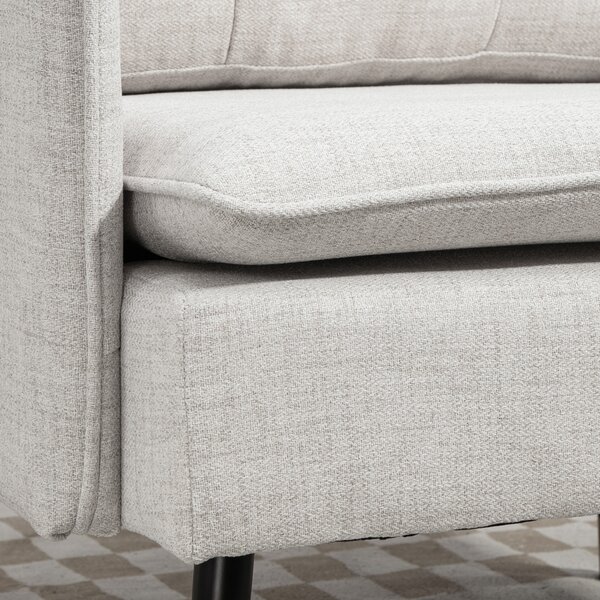 HOMCOM Poltrona da Salotto Moderna Rivestita in Lino con Braccioli Imbottiti e Gambe in Acciaio 76x68x80 cm Crema | Aosom Italy