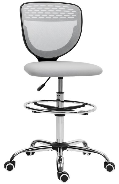 Vinsetto Sedia da ufficio Ergonomica in Rete con poggiapiedi regolabile, 59x59x106-126 cm, Grigio | Aosom Italy