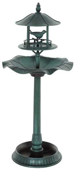Outsunny Abbeveratoio per Uccelli da Giardino, Fontana Decorativa in Polipropilene, Ø50x113 cm, Verde Ottone | Aosom Italy