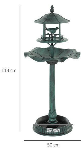 Outsunny Abbeveratoio per Uccelli da Giardino, Fontana Decorativa in Polipropilene, Ø50x113 cm, Verde Ottone | Aosom Italy