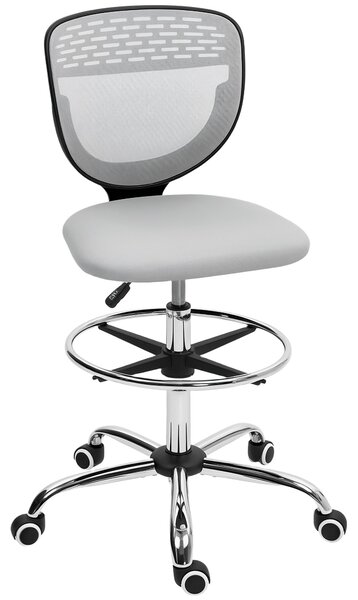 Vinsetto Sedia da ufficio Ergonomica in Rete con poggiapiedi regolabile, 59x59x106-126 cm, Grigio | Aosom Italy