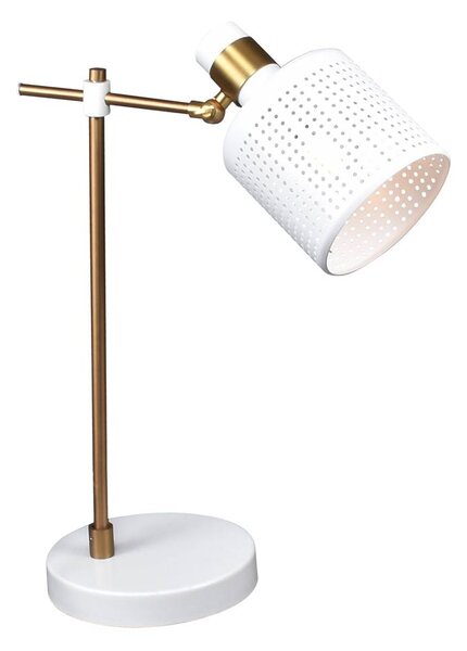 Lampada da tavolo Alberta oro bianco E27 1x MAX 9W L:26cm H:42,5cm con cavo interruttore