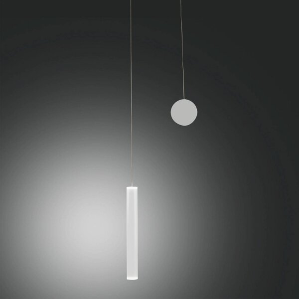 Fabas Luce Lampada LED a sospensione Prado, bianco, metallo, dimmerabile, Bianco / Opale, Soggiorno / Sala da pranzo, Metallo, Moderno