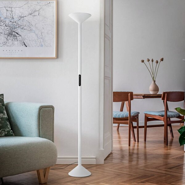 Fabas Luce Lampada da terra con luce lettura Tratto, dimmerabile, Bianco / Opale, Soggiorno / Sala da pranzo, Metallo, Moderno, Lampada LED da terra