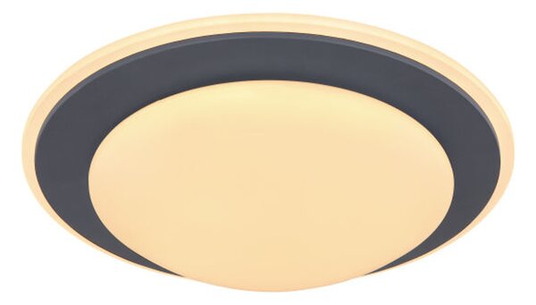 Globo Lighting plafoniera metallo bianco, acrilico opale, grafite, ø: 395mm, H: 100mm, incl. LED 24W 230V, sorgente 2400lm, potenza 1300lm, 3000K