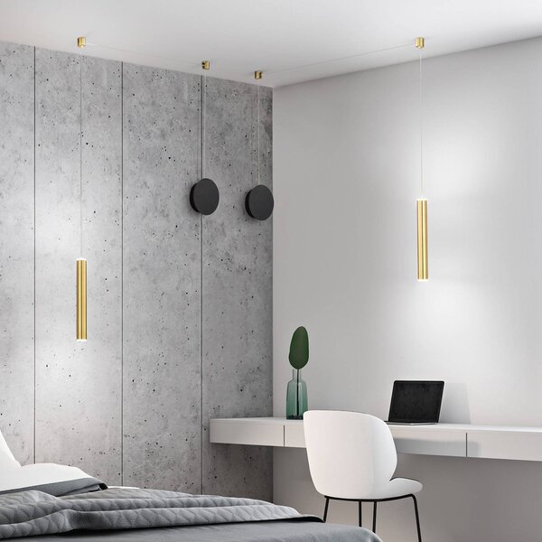Fabas Luce Lampada LED a sospensione Prado, ottone, metallo, dimmerabile, Ottone / Oro, Soggiorno / Sala da pranzo, Metallo, Moderno