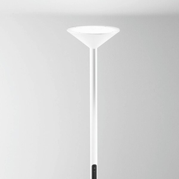 Fabas Luce Lampada da terra con luce lettura Tratto, dimmerabile, Bianco / Opale, Soggiorno / Sala da pranzo, Metallo, Moderno, Lampada LED da terra
