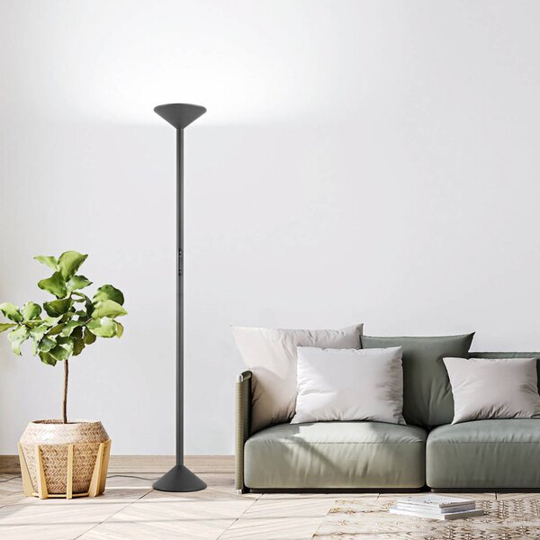 Fabas Luce Lampada da terra con luce lettura Tratto, dimmerabile, Nero, Soggiorno / Sala da pranzo, Metallo, Moderno, Lampada LED da terra