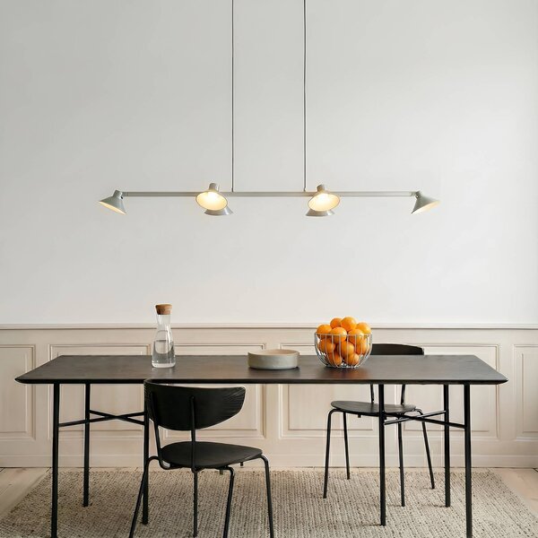 Lucande Lampada LED a sospensione Steve, alluminio, 113 cm, 6 luci, Steve Lucande, dimmerabile, Alluminio / Grigio / Zincato, Soggiorno / Sala da pranzo, Metallo, Moderno