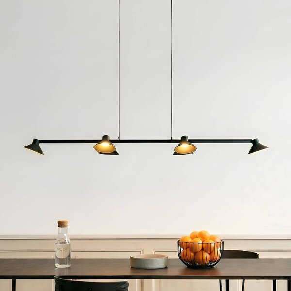 Lucande Lampada LED a sospensione Steve, nera, 113 cm, 6 luci, dimmerabile Steve Lucande,, Nero, Soggiorno / Sala da pranzo, Metallo, Moderno