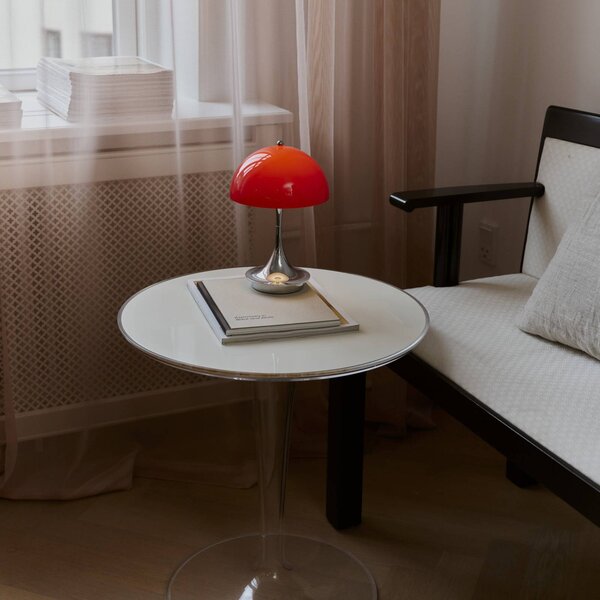Louis Poulsen Panthella 160 Portable Original, rosso opalino 160, dimmerabile, Rosso, Soggiorno / Sala da pranzo, Plastica, Design