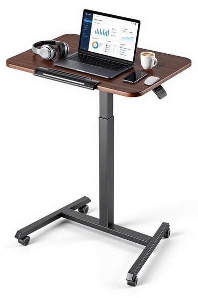 Scrivania regolabile in altezza - Scrivania computer regolabile in altezza per lavoro in piedi o seduti - 65x48x76-110,2 cm - Inclinazione regolabile da 0 a 90° - Capacità di carico: 15 kg - Con rotelle e freno - Ideale per l'ufficio domestico