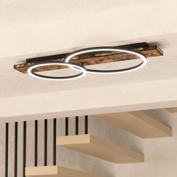 EGLO Plafoniera soffitto Boyal, Legno scuro, Soggiorno / Sala da pranzo, Legno, Plafoniera