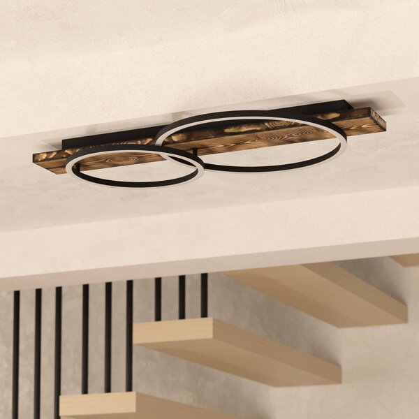EGLO Plafoniera soffitto Boyal, Legno scuro, Soggiorno / Sala da pranzo, Legno, Plafoniera