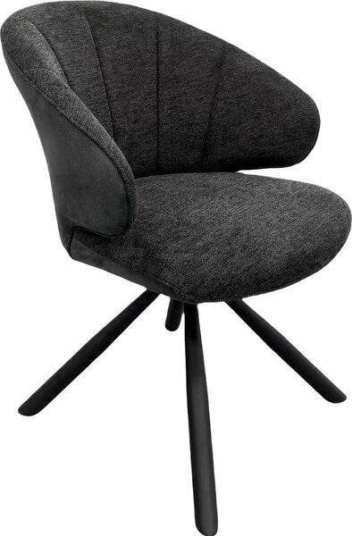 Brezo 1AS, sedia, struttura nera opaca, girevole, rotonda, rivestimento grigio scuro